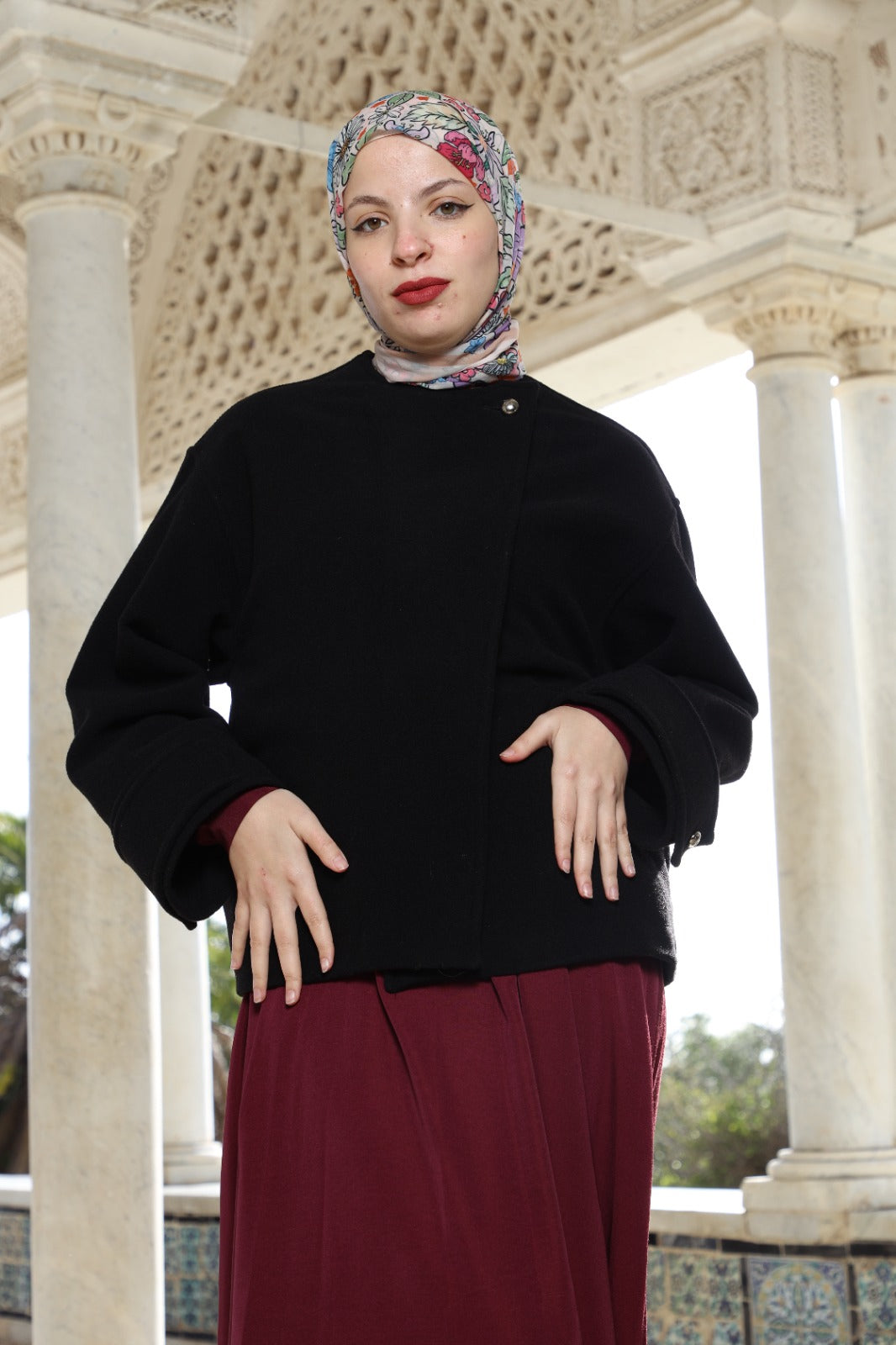 Veste Asymétrique en Cachemire Noir "L'Absolue"