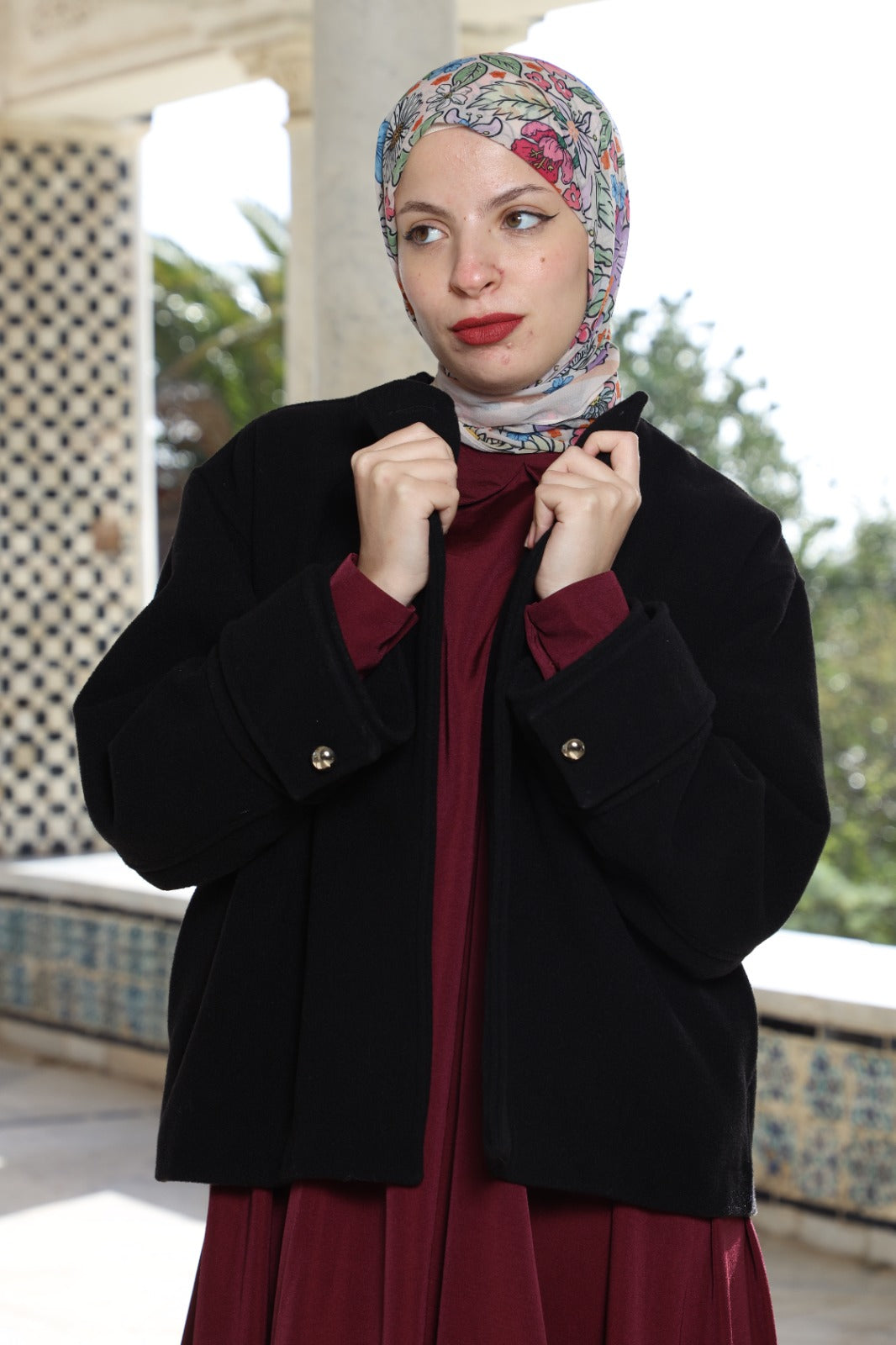 Veste Asymétrique en Cachemire Noir "L'Absolue"