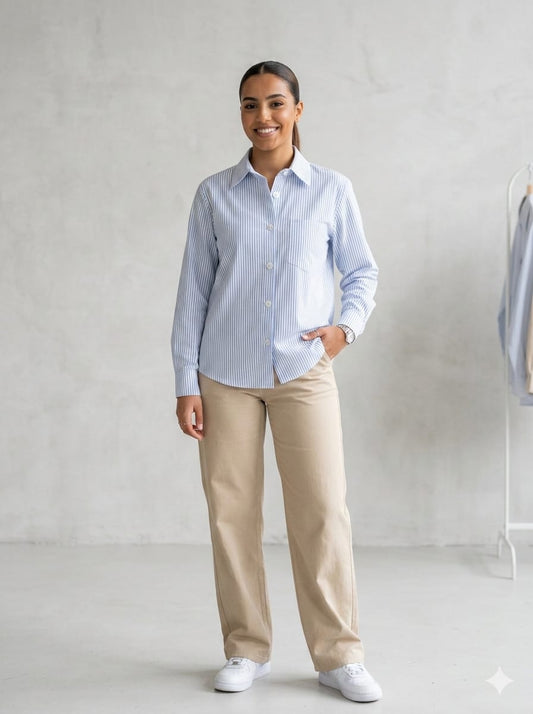 Chemise Rayée Ciel/Blanc "L'essentielle"